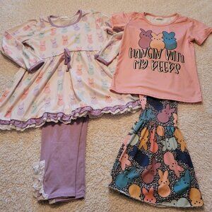 Girl's 4 piece Easter lot, size 2XL (6-7T) and 4 XL (8-9T)
